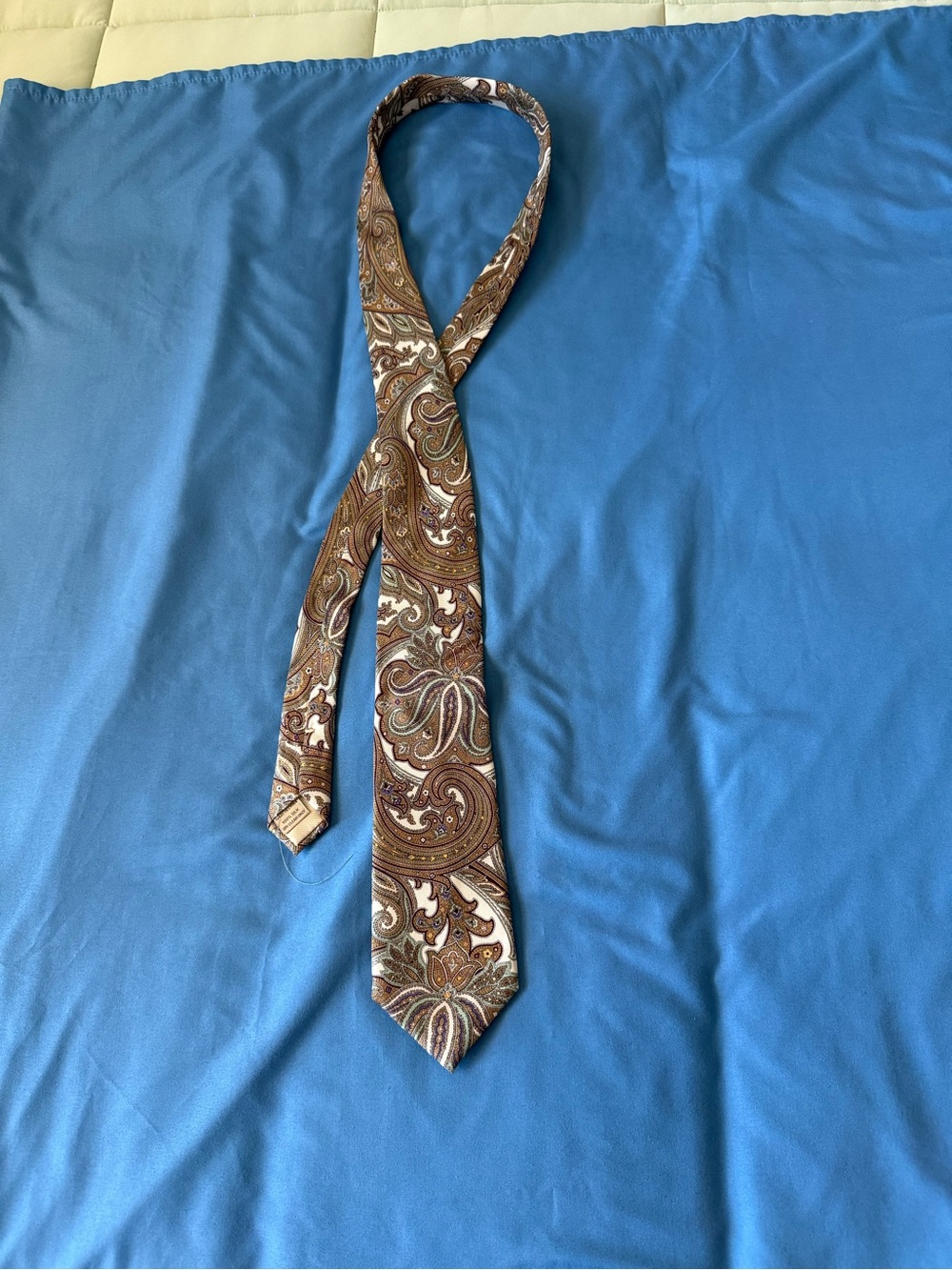 Trafalgar Brown and Cream Paisley Silk Tie